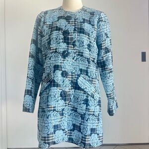 Ivy Jane Blue Floral Plaid Long Sleeve Jacket